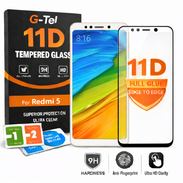 Redmi 5 G-Tel 11D Tempered Glass