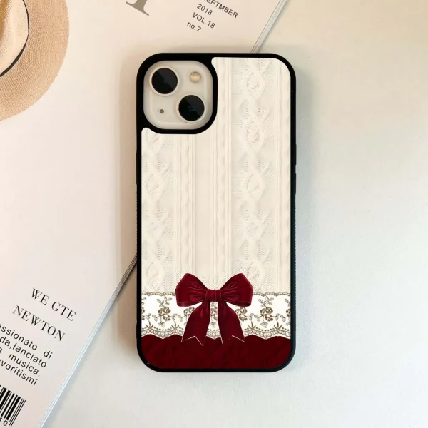 Wine Velvet Bow Case