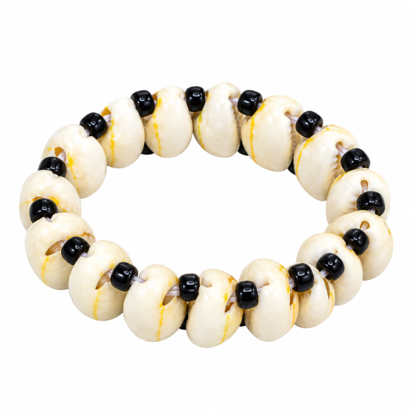 Cowrie White Shell Bracelet with Black Beads